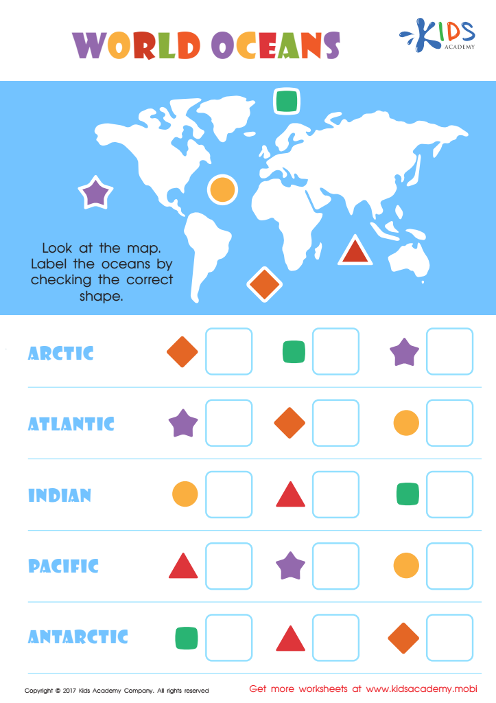 Oceans of the world worksheet